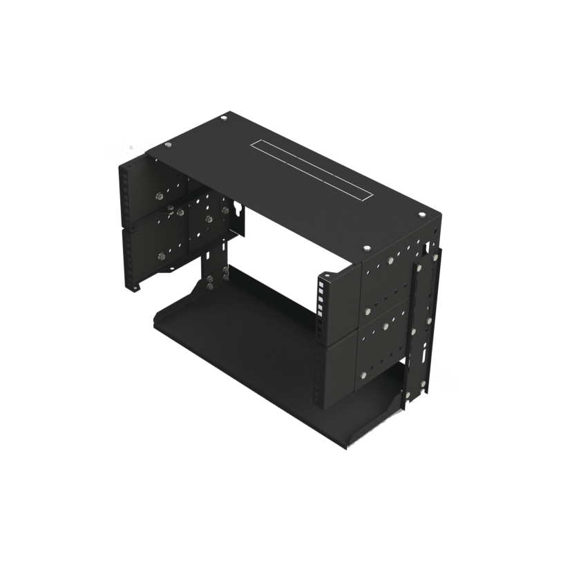 Rack Abierto de 19 de 5 Unidades Profundidad Ajustable (8 a 12) con Charola de Uso Múltiple.