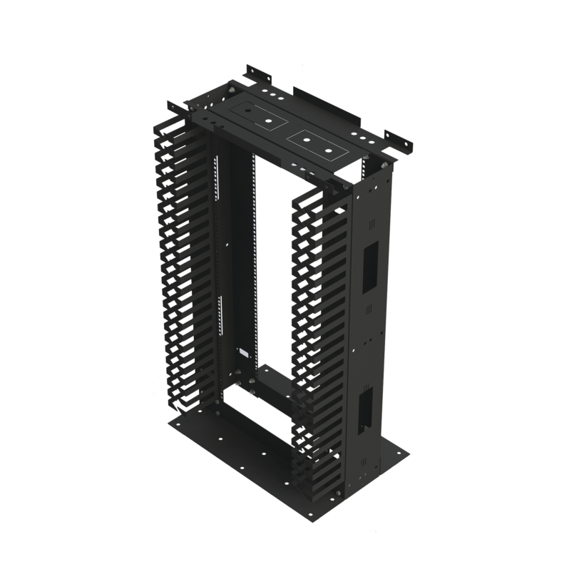 Rack de Acero de 4ft x 19in, 24UR con Organizadores Verticales Y Guía Superior para Cableado.