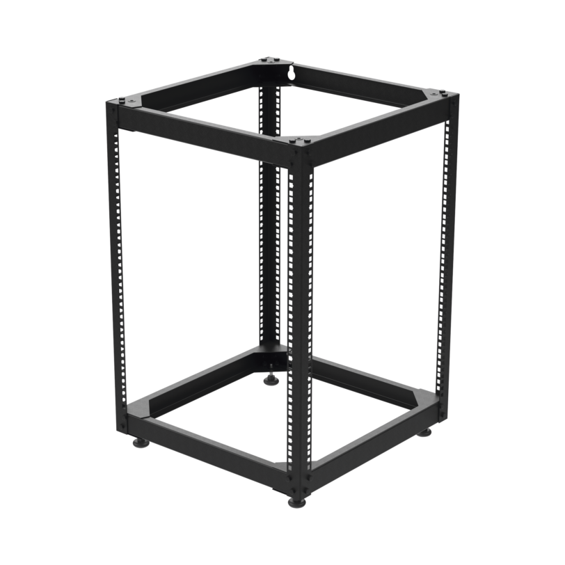 Rack Abierto de 4 Postes Instalación Pared o Piso de 14 Unidades, ¡Ideal para Equipo de Audio!
