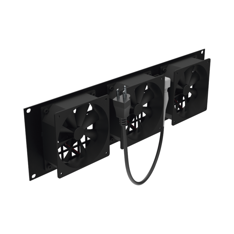 Kit de 3 Ventilador 110 Vca (12 x 12 cm) para rack con clavija 5-15P