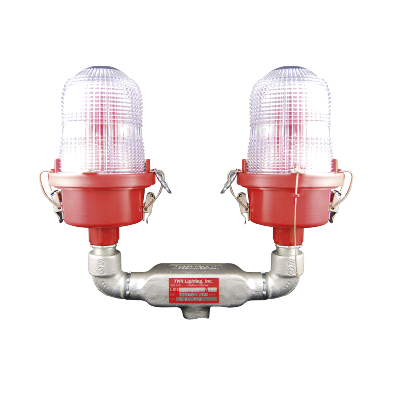 Lámpara de Obstrucción Roja, Tipo L-810, de Doble LED  (120 - 240 Vca).