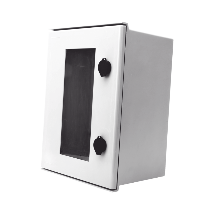 Gabinete de Poliéster IP65 Puerta Transparente, Uso en Intemperie (300 x 400 x 200 mm) con Placa Trasera Interior (Incluye Chapa y Llave).