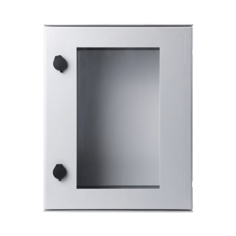 Gabinete de Poliéster IP65 Puerta Transparente, Uso en Intemperie (400 x 500 x 200 mm) con Placa Trasera Interior (Incluye Chapa y Llave).