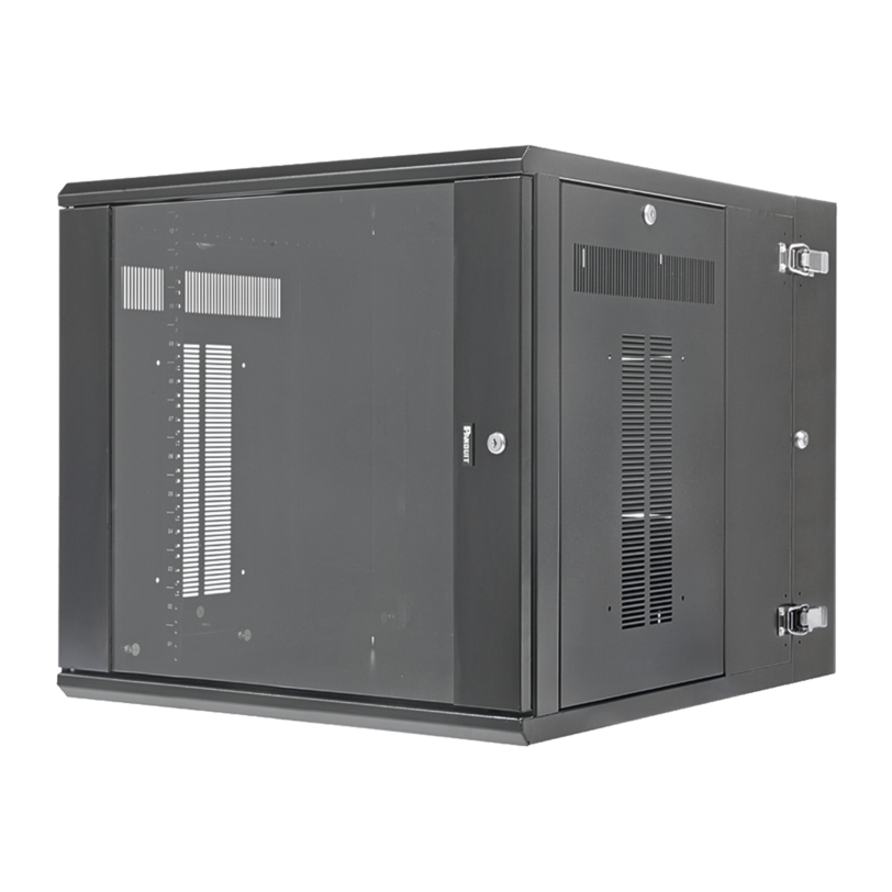 Gabinete PanZone de Montaje en Pared, de 19in, Puerta con Ventana de Seguridad, 12 UR, 762mm de Profundidad, Color Negro