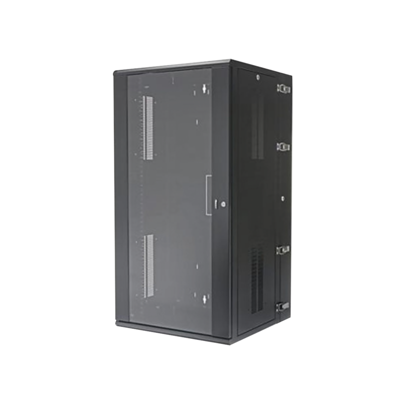 Gabinete PanZone de Montaje en Pared, de 19in, Puerta con Ventana de Seguridad, 26 UR, 635mm de Profundidad, Color Negro