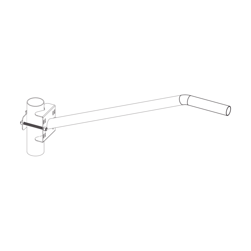 Brazo Galvanizado para Luminaria 2 Diámetro con Abrazadera para Poste hasta 3 Diámetro.
