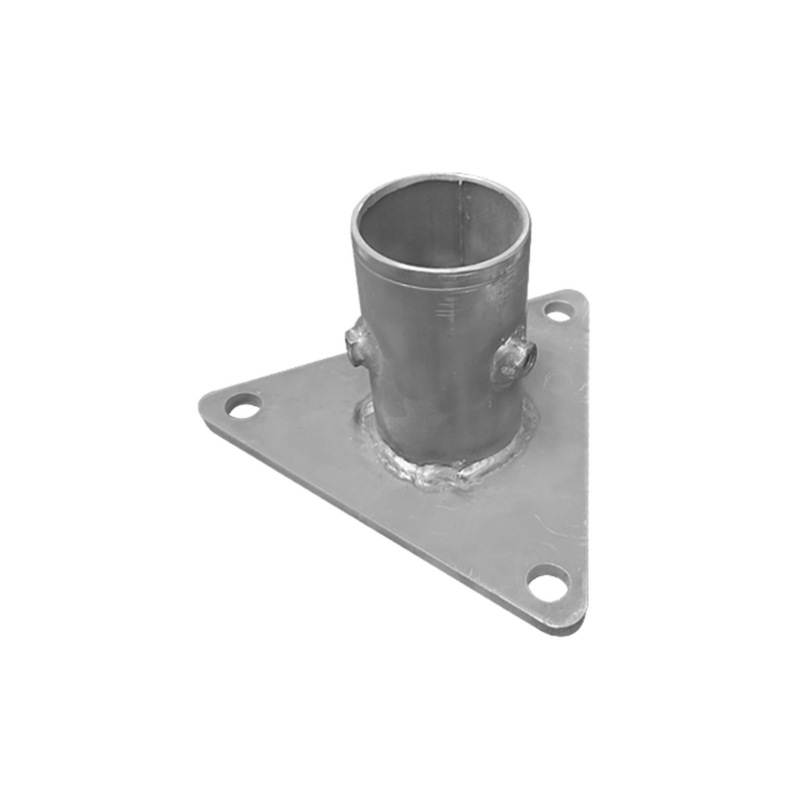 Base Triangular para Mástil de 1 a 2 con Opresores. Galvanizado por Inmersión en Caliente.