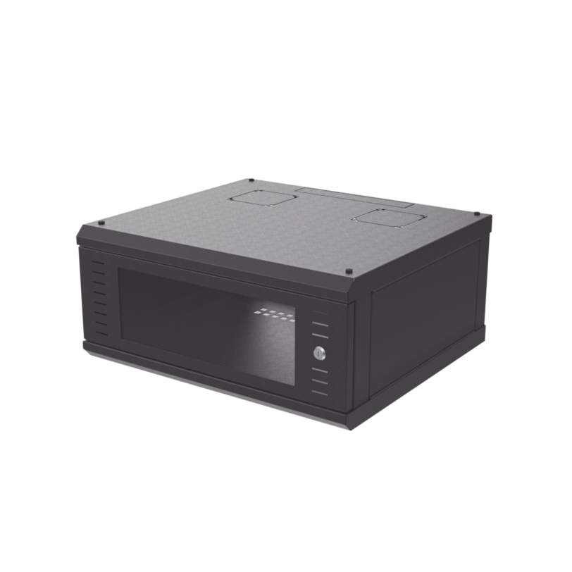 Gabinete para Montaje en Pared, Puerta de Cristal, Cuerpo Fijo con Rack 19 de 4 Unidades
