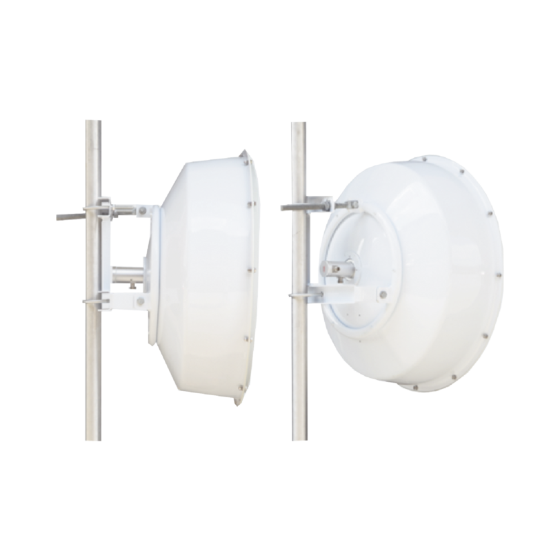 Antena direccional de alta resistencia, Ganancia 30 dBi, (4.9 -6.4 GHz), Plato hondo para mayor inmunidad al ruido, Conectores N-Hembra, Montaje incluido, no incluye radomo