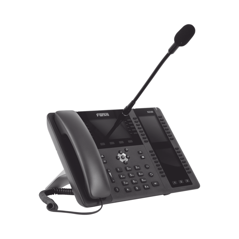 Teléfono empresarial IP hasta 20 lineas SIP, micrófono exterior, 106 botones DSS, Bluetooth integrado para diademas, puertos Gigabit, soporta recepción video, PoE