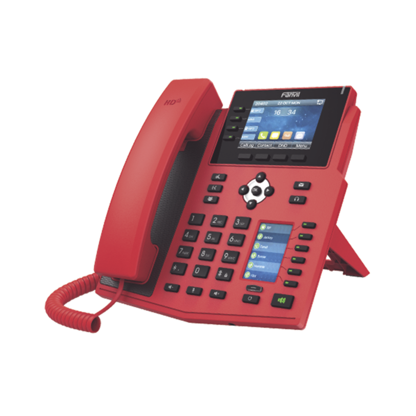 Teléfono IP Empresarial con Estándares Europeos, 16 lineas SIP con pantalla LCD de 3.5 pulgadas a color, 6 teclas DSS/BLF, puertos Gigabit, IPv6, Opus y conferencia de 3 vías, PoE/DC (incluye fuente).