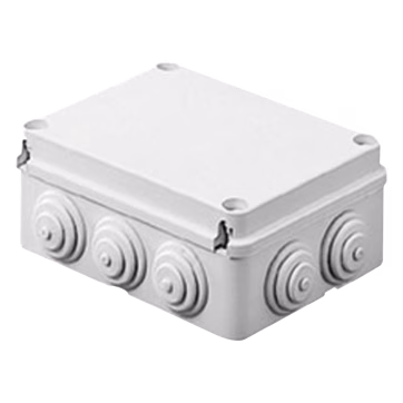 Caja de derivación de PVC Auto extinguible con 12 entradas, tapa atornillada, 380x300x120 MM, Para Exterior (IP55)