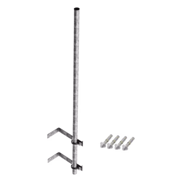 Mástil de 3 m de 1-1/4″ diámetro ced. 30 con Herrajes para Sujeción a Pared.