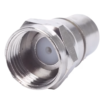 Conector F Macho de Anillo Plegable, con PIN para cable RG-6, Cuerpo de Bronce Niquelado.