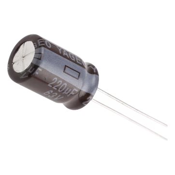 Capacitor Electrolítico de Aluminio de 220 µFd a 63 Vcd.