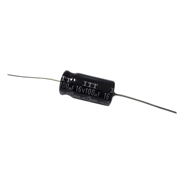 Capacitor Electrolitico de 100 mF a 16 Vcd.