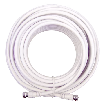 Jumper Coaxial con Cable Tipo RG-6 en Color Blanco de 15.24 Metros de Longitud y Conectores F Macho en Ambos Extremos. 75 Ohm de Impedancia.
