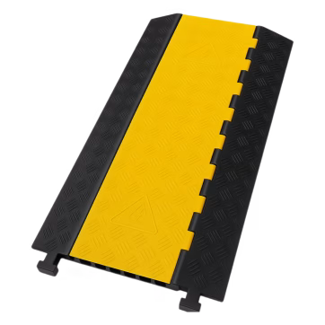 Protector de Cable de 3 Canales / Base de Goma y Tapa de Plástico / Tamaño del Canal 56x55MM / Capacidad de Carga 6.1 Toneladas / Longitud 90 cm / Ancho del Contorno 50 cm / Altura 7.5 cm / Color Amarillo-Negro / Material Hule