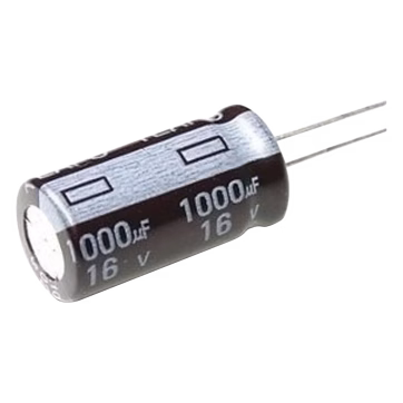 Capacitor Electrolítico de Aluminio, 1000 µFd, 16 Vcd, 10 x 15 mm, 105 °C.