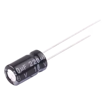 Capacitor Electrolítico de Aluminio, 220 µFd, 16 Vcd,  6.3 x 11 mm, 105 °C.