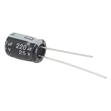 Capacitor Electrolítico de Aluminio, 220 µFd, 25 Vcd,  8 x 11 mm, 105 °C.