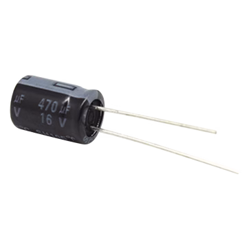 Capacitor Electrolítico de Aluminio, 470 µFd, 16 Vcd,  8 x 11 mm, 105 °C.
