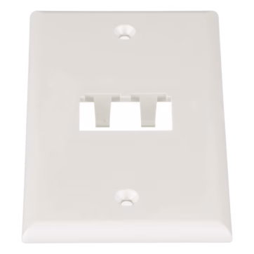 Placa de Pared Vertical Clásica, Salida Para 2 Puertos Mini-Com, Color Blanco Mate