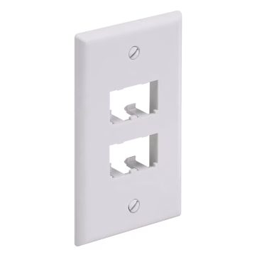 Placa de Pared Vertical Clásica, Salida Para 4 Puertos Mini-Com, Color Blanco Mate