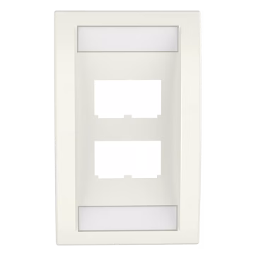 Placa de Pared Vertical Ejecutiva, Salida Para 4 Puertos Mini-Com, Con Espacios Para Etiquetas, Color Blanco Mate