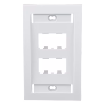 Placa de Pared Vertical Ejecutiva, Salida Para 4 Puertos Mini-Com, Con Espacios Para Etiquetas, Color Blanco