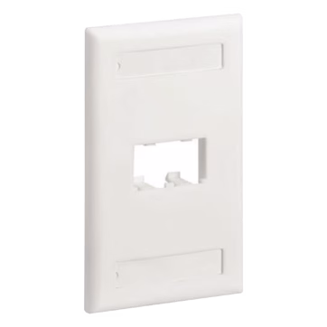 Placa de Pared Vertical Clásica, Salida Para 2 Puertos Mini-Com, Con Espacios Para Etiquetas, Color Blanco Mate