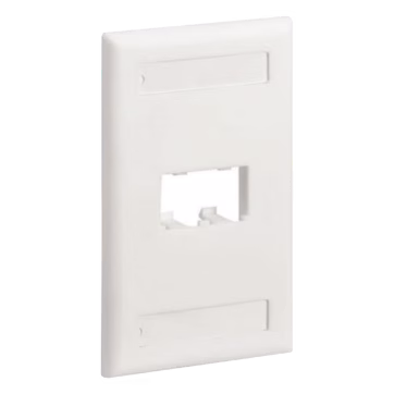 Placa de Pared Vertical Clásica, Salida Para 2 Puertos Mini-Com, Con Espacios Para Etiquetas, Color Blanco