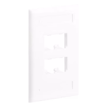 Placa de Pared Vertical Clásica, Salida Para 4 Puertos Mini-Com, Con Espacios Para Etiquetas, Color Blanco