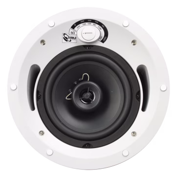 Altavoz comercial de 2 vías, 70V /100V /8 Ohms, en techo, woofer de polietileno 6.5 in, tweeter PEI 3/4in, 5-60 Watts, UL