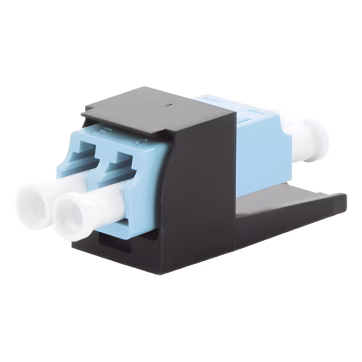 Módulo Acoplador LC Duplex, para Fibra Óptica Multimodo OM3/OM4, Tipo Mini-Com, Color Aqua