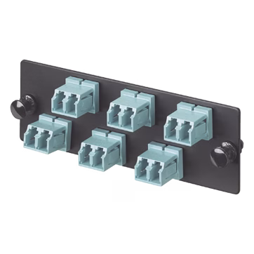 Placa Acopladora de Fibra Optica FAP, Con 6 Conectores LC Duplex (12 Fibras), Para Fibra Multimodo OM3/OM4, Color Aqua