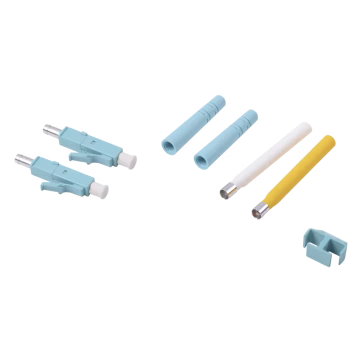 Conector de Fibra Óptica LC Duplex, Epoxico, Fibra Recubierta, Multimodo, Color Aqua