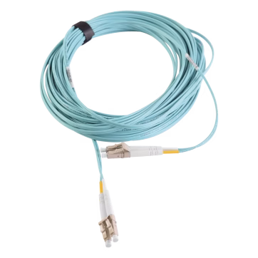 Jumper de Fibra Óptica Multimodo 50/125 XGLO OM3, LC-LC Duplex, OFNR, Color Aqua, 10 Metros