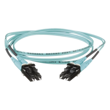 Jumper de Fibra Optica Multimodo 50/125 OM3, LC-LC Duplex, OFNR (Riser), Color Aqua, 1 Metro