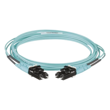 Jumper de Fibra Optica Multimodo 50/125 OM3, LC-LC Duplex, OFNR (Riser), Color Aqua, 2 Metros