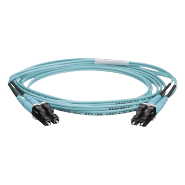 Jumper de Fibra Optica Multimodo 50/125 OM4, LC-LC Duplex, OFNR (Riser), Color Aqua, 2 Metros