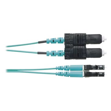 Jumper de Fibra Optica Multimodo 50/125 OM4, LC-SC Duplex, OFNR (Riser), Color Aqua, 3 Metros