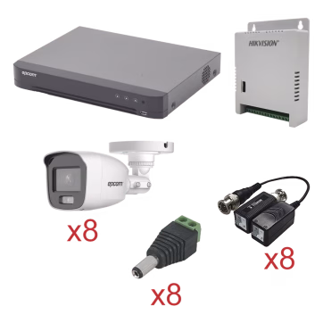 KIT TurboHD con Audio 1080p / DVR 4 Canales / 4 Cámaras Domo (exterior 2.8 mm) / Transceptores / Conectores / Fuente de Poder / AUDIO POR COAXITRON