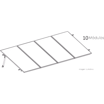 Kit Basel Sistema de Montaje Solar para 10 Módulos / Inclinación 10° / Para Módulo 645 W / Dimensiones del Módulo 2.382 m (7.8 ft) x 1.134 m (3.7 ft) / Velocidad de Viento 170 km/h / Losa Plana Una Fila