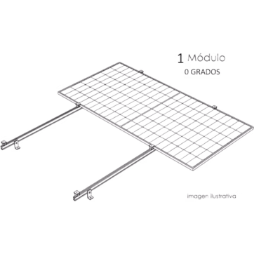 Kit Basel Sistema de Montaje Fotovoltaico Para 1 Módulo a 0° / Velocidad de Viento 170 km/h / Módulo 2.382 m x 1.134 m (7.81 ft x 3.72 ft) / Potencia 645 W