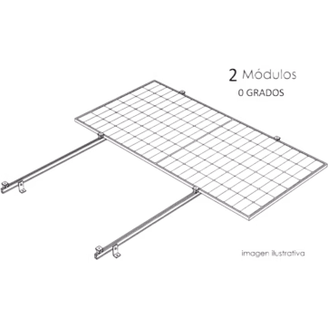 Kit Basel Sistema de Montaje Fotovoltaico Para 2 Módulos a 0° / Velocidad de Viento 170 km/h / Módulo 2.382 m x 1.134 m (7.81 ft x 3.72 ft) / Potencia 645 W