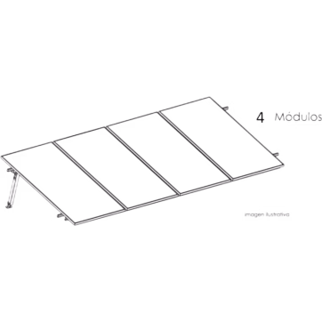 Kit Basel Sistema de Montaje Solar para 4 MÃ³dulos / InclinaciÃ³n 10Â° / Para MÃ³dulo 645 W / Dimensiones del MÃ³dulo 2.382 m (7.8 ft) x 1.134 m (3.7 ft) / Velocidad de Viento 170 km/h /  Losa Plana Una Fila