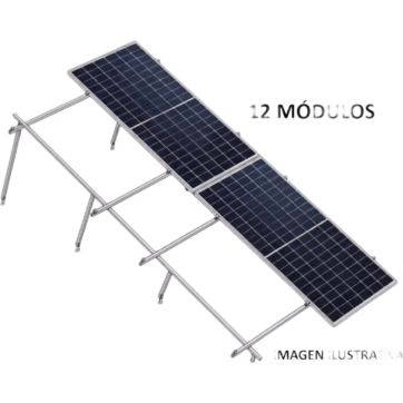 Kit Basel Sistema de Montaje Solar para 12 Módulos / Inclinación 10° / Para Módulo 645 W / Dimensiones del Módulo 2.382 m (7.8 ft) x 1.134 m (3.7 ft) / Velocidad de Viento 170 km/h / Losa Plana Doble Fila