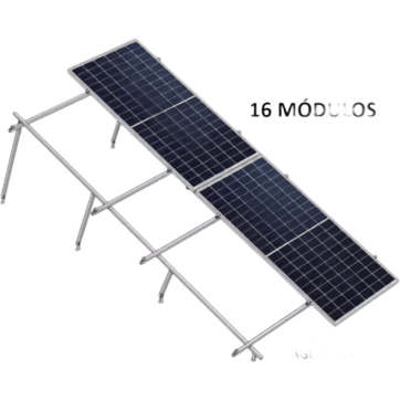 Kit Basel Sistema de Montaje Solar para 16 Módulos / Inclinación 10° / Para Módulo 645 W / Dimensiones del Módulo 2.382 m (7.8 ft) x 1.134 m (3.7 ft) / Velocidad de Viento 170 km/h / Losa Plana Doble Fila