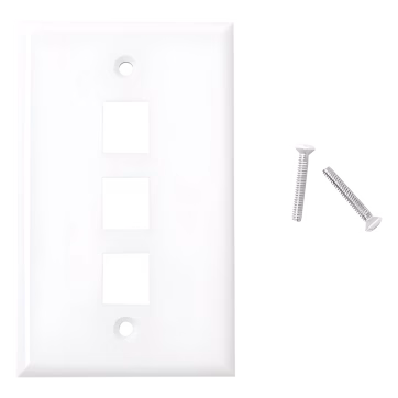 Placa de pared de 3 puertos, Keystone, Color Blanco